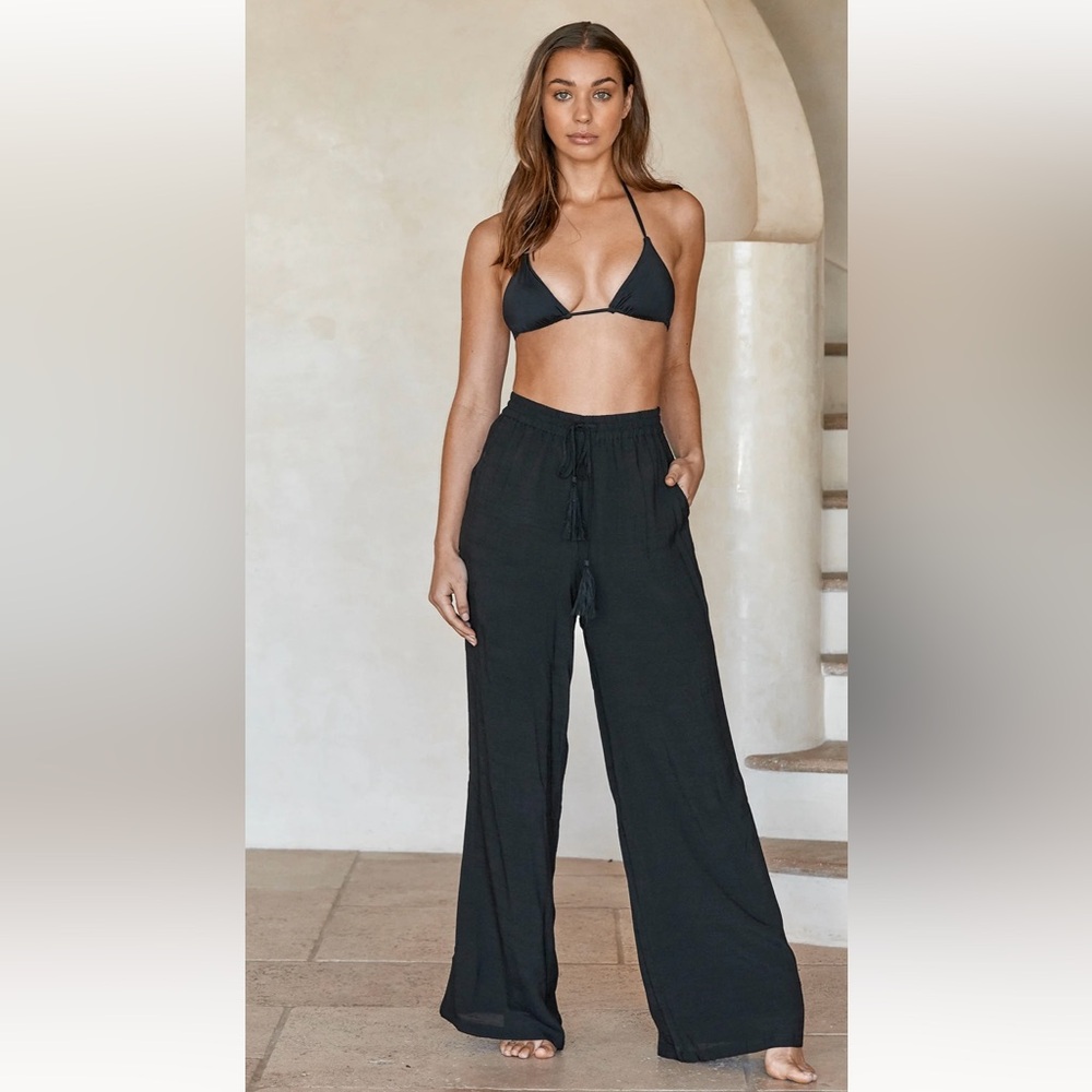 Monday Swimwear Tahiti Pant NWT Black Wide Leg Beach Pant